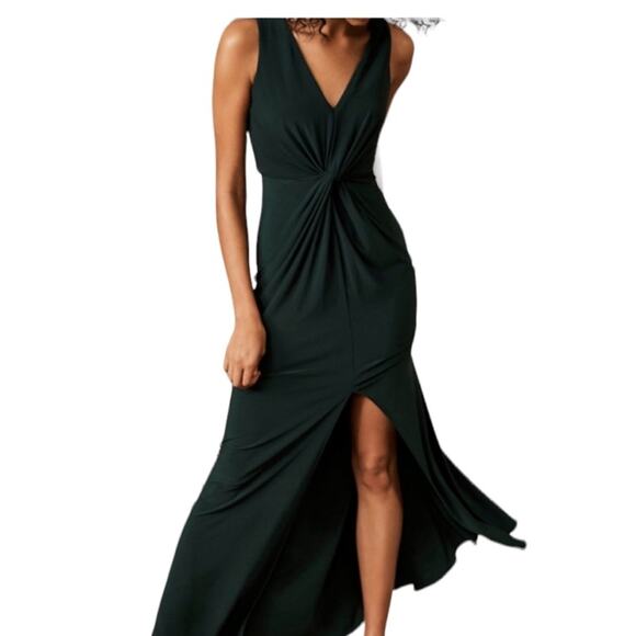 BHLDN Cortine Sleeveless Long Gown Front Slit Dress Forest Green Size 6 NWOT - Picture 2 of 10